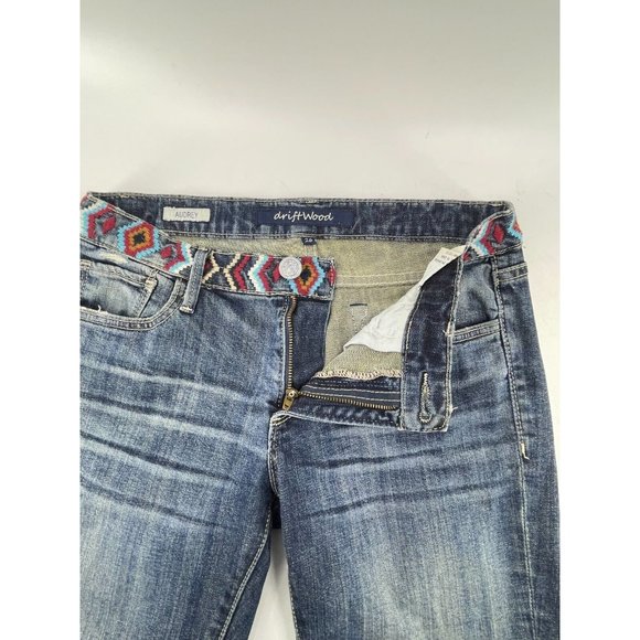 Vigoss Audrey Driftwood Embroidered Designer Low Rise Denim Jeans Size 26 - Picture 7 of 14